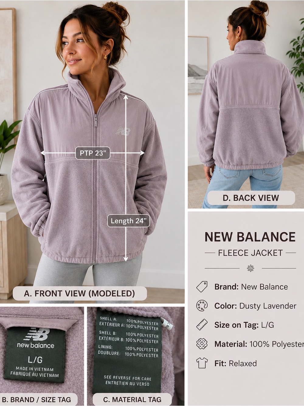 New Balance Dusty Lavender Fleece Jacket - Women's